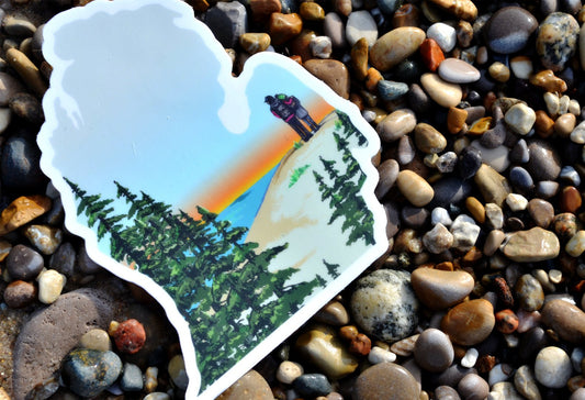 Premium AI Image  Lowlands Sticker Pine Forest On Michiganshaped Diecut